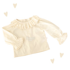 Camisa Layla manga longa bege renda Camisa Layla manga longa bege renda