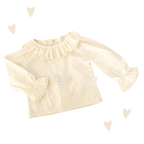 Camisa Layla manga longa bege renda Camisa Layla manga longa bege renda