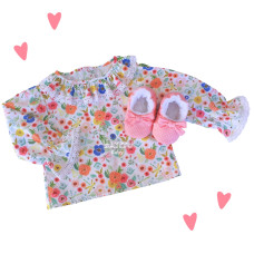 Camisa Maitê manga longa branca floral