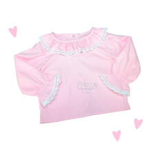 Camisa Layla manga longa rosa renda