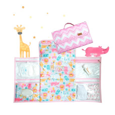 Trocador portátil chevron rosa safari Trocador portátil chevron rosa safari