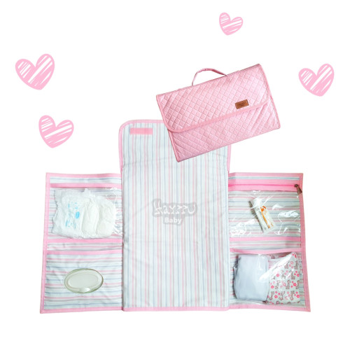 Trocador portátil listrado rosa Trocador portátil listrado rosa