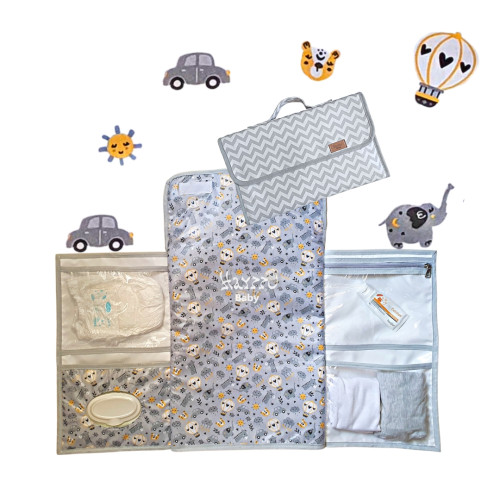 Trocador portátil chevron cinza carrinhos